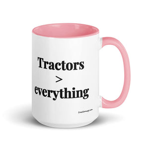 Furrow & Fields Pink Tractors > Everything | 15 oz Mug with Color Inside Quality Farmers Merch