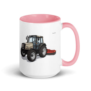 Furrow & Fields Pink Valtra 6750 Illustration | 15 oz Mug with Color Inside Quality Farmers Merch