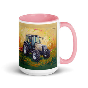 Furrow & Fields Pink Valtra 6750 Splash Art | 15 oz Mug with Color Inside Quality Farmers Merch