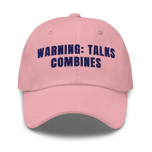Furrow & Fields Pink Warning: Talks Combines | Classic Dad Hat Quality Farmers Merch