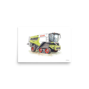 Furrow & Fields Poster CLAAS Lexion 8600 TerraTrac Watercolor | Poster Quality Farmers Merch
