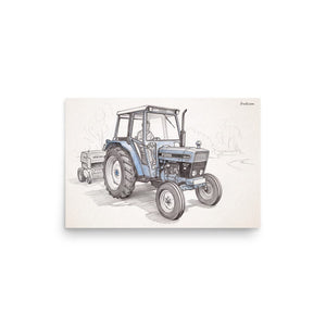 Furrow & Fields Poster Ford 6640 SLE Pencil Sketch | Poster Quality Farmers Merch