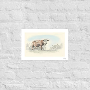 Furrow & Fields Poster Hereford Cow Pencil Sketch | Poster Quality Farmers Merch