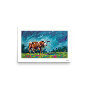 Furrow & Fields Poster Hereford Cow Splash Art | Poster Quality Farmers Merch
