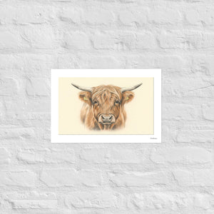 Furrow & Fields Poster Highland Cow Pencil Sketch | Poster Quality Farmers Merch