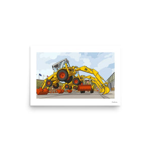 Furrow & Fields Poster JCB 1970's Dancing Diggers | Poster Quality Farmers Merch