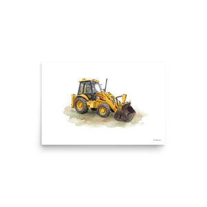Furrow & Fields Poster JCB 3CX Sitemaster Plus Watercolor | Poster Quality Farmers Merch