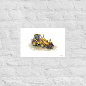 Furrow & Fields Poster JCB 3CX Sitemaster Plus Watercolor | Poster Quality Farmers Merch