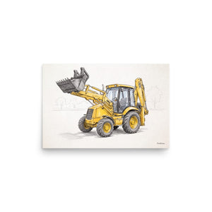 Furrow & Fields Poster JCB 3CX Sitemaster SRS Pencil Sketch | Poster Quality Farmers Merch