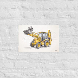 Furrow & Fields Poster JCB 3CX Sitemaster SRS Pencil Sketch | Poster Quality Farmers Merch