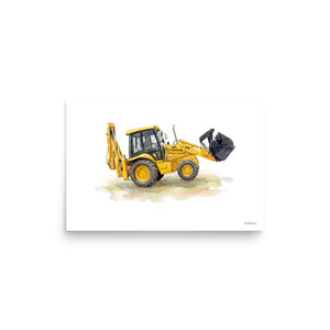 Furrow & Fields Poster JCB 3CX Sitemaster SRS Watercolor | Poster Quality Farmers Merch