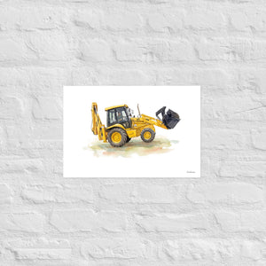 Furrow & Fields Poster JCB 3CX Sitemaster SRS Watercolor | Poster Quality Farmers Merch