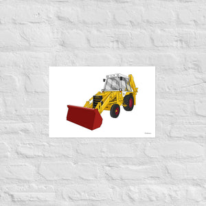 Furrow & Fields Poster JCB 3CX White Cabin 2WD | Poster Quality Farmers Merch