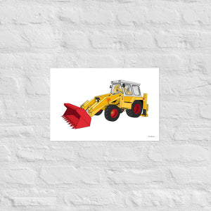 Furrow & Fields Poster JCB 4D Backhoe | Poster Quality Farmers Merch