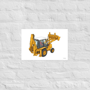 Furrow & Fields Poster JCB Grey Cab | Poster Quality Farmers Merch