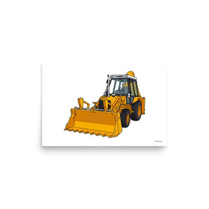 Furrow & Fields Poster JCB Grey Cab TURBO | Poster Quality Farmers Merch
