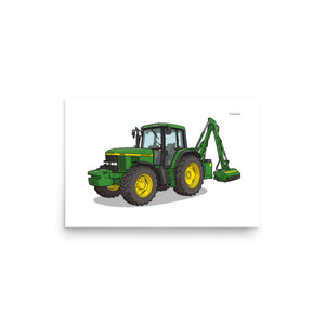 Furrow & Fields Poster John Deere 6910 with Hedge Cutter | Poster Quality Farmers Merch