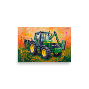 Furrow & Fields Poster John Deere 6910 with Hedge Cutter Splash Art | Poster Quality Farmers Merch