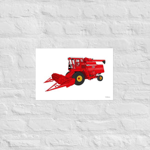 Furrow & Fields Poster Massey 760 Combine Harvester | Poster Quality Farmers Merch