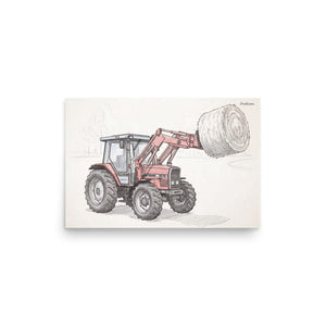 Furrow & Fields Poster Massey Ferguson 3070 Autotronic Pencil Sketch | Poster Quality Farmers Merch