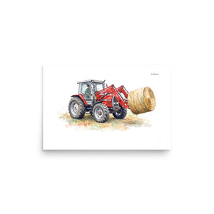Furrow & Fields Poster Massey Ferguson 3070 Autotronic Watercolor | Poster Quality Farmers Merch