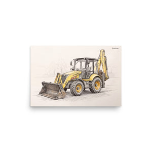 Furrow & Fields Poster Terex 860 Elite Pencil Sketch | Poster Quality Farmers Merch