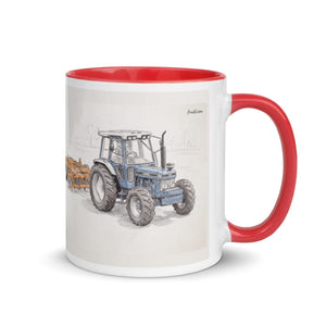 Furrow & Fields Red / 11 oz Ford 7810 Generation III Pencil Sketch | Mug with Color Inside Quality Farmers Merch