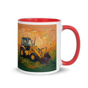 Furrow & Fields Red / 11 oz JCB 3CX Sitemaster Plus Splash Art | Mug with Color Inside Quality Farmers Merch