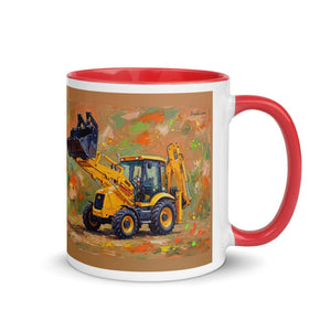 Furrow & Fields Red / 11 oz JCB 3CX Sitemaster SRS Splash Art | Mug with Color Inside Quality Farmers Merch