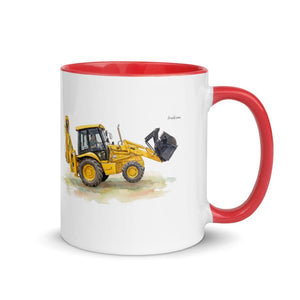 Furrow & Fields Red / 11 oz JCB 3CX Sitemaster SRS Watercolor | Mug with Color Inside Quality Farmers Merch