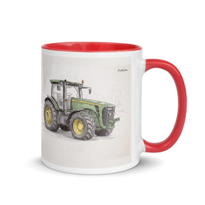 Furrow & Fields Red / 11 oz John Deere 8345R Pencil Sketch | Mug with Color Inside Quality Farmers Merch