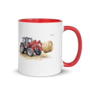 Furrow & Fields Red / 11 oz Massey Ferguson 3070 Autotronic Watercolor | Mug with Color Inside Quality Farmers Merch