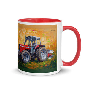 Furrow & Fields Red / 11 oz Massey Ferguson 375 Splash Art | Mug with Color Inside Quality Farmers Merch