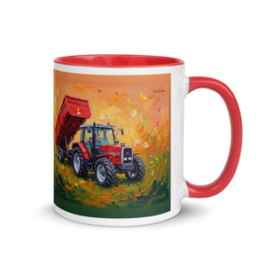 Furrow & Fields Red / 11 oz Massey Ferguson 6180 Splash Art | Mug with Color Inside Quality Farmers Merch