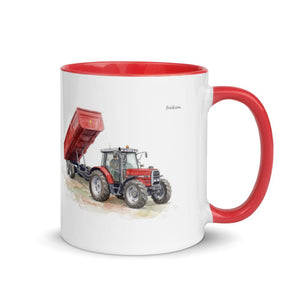 Furrow & Fields Red / 11 oz Massey Ferguson 6180 Watercolor | Mug with Color Inside Quality Farmers Merch