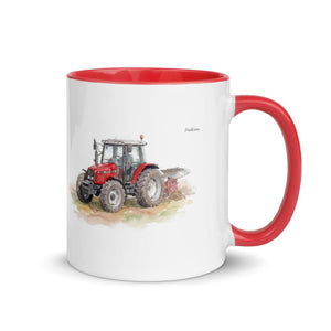 Furrow & Fields Red / 11 oz Massey Ferguson 6255 Watercolor | Mug with Color Inside Quality Farmers Merch