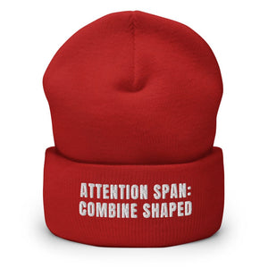 Furrow & Fields Red Attention Span: Combine Shaped | Cuffed Beanie Quality Farmers Merch