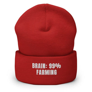 Furrow & Fields Red Brain: 99% Farming | Cuffed Beanie Quality Farmers Merch