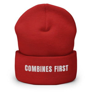 Furrow & Fields Red Combines First | Cuffed Beanie Quality Farmers Merch