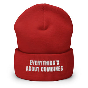 Furrow & Fields Red Everything's About Combines | Cuffed Beanie Quality Farmers Merch