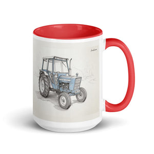 Furrow & Fields Red Ford 4600 Pencil Sketch | 15 oz Mug with Color Inside Quality Farmers Merch
