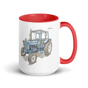 Furrow & Fields Red Ford 4600 Pencil Sketch (Side) | 15 oz Mug with Color Inside Quality Farmers Merch