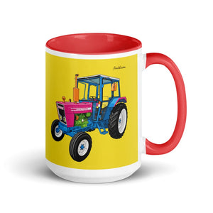 Furrow & Fields Red Ford 4600 Pop Art (Pink) | 15 oz Mug with Color Inside Quality Farmers Merch