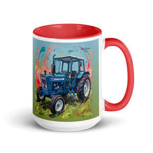 Furrow & Fields Red Ford 4600 Splash Art (Sky) | 15 oz Mug with Color Inside Quality Farmers Merch