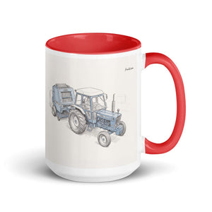 Furrow & Fields Red Ford 7600 Pencil Sketch | 15 oz Mug with Color Inside Quality Farmers Merch