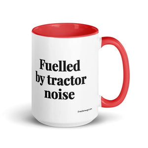 Furrow & Fields Red Fuelled by Tractor Noise | 15 oz Mug with Color Inside Quality Farmers Merch