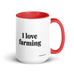 Furrow & Fields Red I Love Farming | 15 oz Mug with Color Inside Quality Farmers Merch