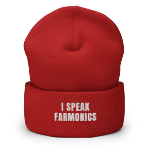 Furrow & Fields Red I Speak Farmonics | Cuffed Beanie Quality Farmers Merch