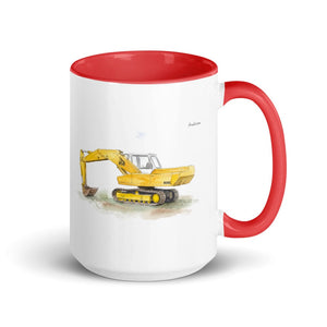 Furrow & Fields Red JCB 806 Watercolor | 15 oz Mug with Color Inside Quality Farmers Merch