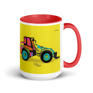 Furrow & Fields Red JCB TM420 Pop Art | 15 oz Mug with Color Inside Quality Farmers Merch